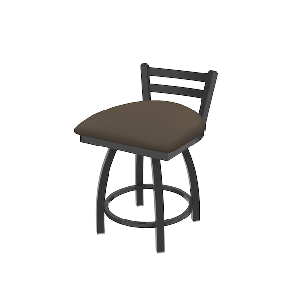 18" Low Back Swivel Vanity Stool, Pewter Finish, Canter Earth Seat